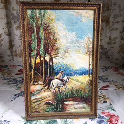 Wonderful Vintage 1930s / 1940s Oil On Board Gouache Painting -Signed A V STEEN - Lovely Bright Colors !