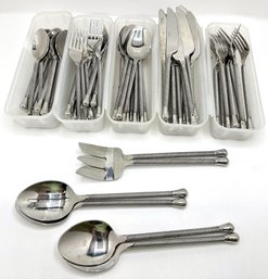 Pier 1 Imports Stainless Steel Cutlery, Full Service For 12 Plus 6 Serving Pieces, Appear Unused