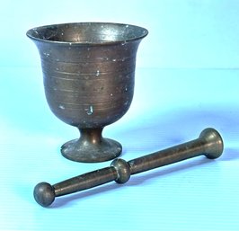 Vintage Solid Brass Mortar And Pestle Set