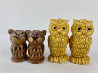 Two Pair Of Owl Salt & Pepper Shaker Sets (2)