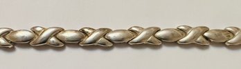 VINTAGE SIGNED FAS STERLING SILVER X & OVAL LINK BRACELET