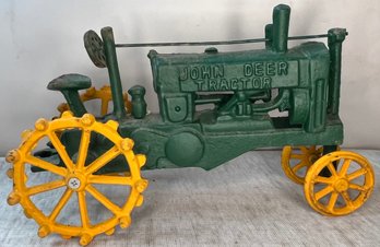Vintage Cast Iron Display Toy John Deere Tractor - Nothing Runs Like A Deere - 11.5 X 5 X 7 H