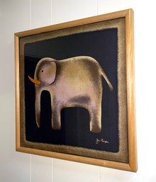 Vintage Jim Thompson Silk Elephant Napkin In Frame