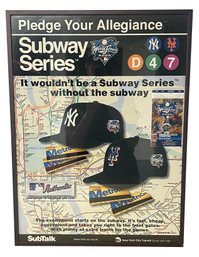 Rare Subway Series MTA Professionally Framed 2000 Poster Limited Edition With Gameday Ticket