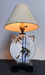 Vintage Japanese Porcelain Lamp With Striking Hand Painted Design