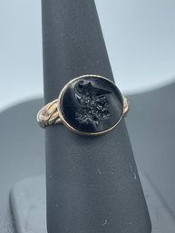 Unusual Oval Intaglio Roman Soldier Ring In 14k Rose Gold
