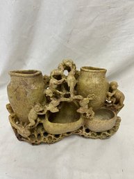 Antique Chinese Soapstone Vase Grouping