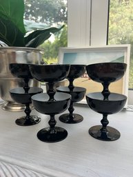 Carlo Moretti Black/white Cased Glass Coupe/champagne Glasses