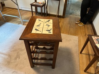 Tile Top Side Table With Wine Rack For 6 Bottles