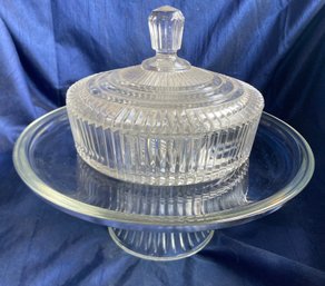 Lidded Candy Dish And Pedestal Cake Plate