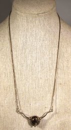 Interesting Sterling Silver Hand Crafted Gemstone Pendant Necklace Garnet