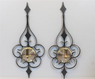 Vintage Pair Of Metal Mid Century Wall Sconces