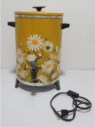 Vintage Early 1970's Sears West Bend Aluminum Electric Coffee Percolator Pot With Daisies - Working