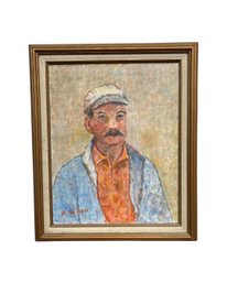 24 Inches Tall 21 Inches Wide - Vintage Man Oil Portrait