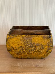 Chinese Wooden Rice Grain Dou Basket, Yellow Lacquer