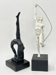 Vintage TMS Athlete With Rope Sculpture And Modernist Gymnast Figurine