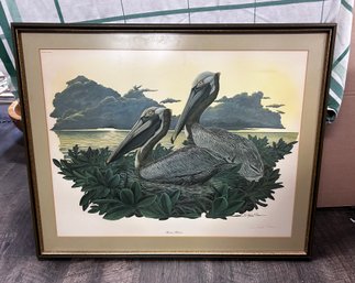 Richard Sloan Limited Edition Hand Signed Print Pelicans In Metal Frame MB/WAB