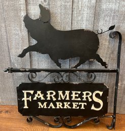 Farmers Market Iron Pig Sign