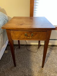 Antique American Wood Single Drawer Brass Handle Side End Table Nightstand 21x20x28