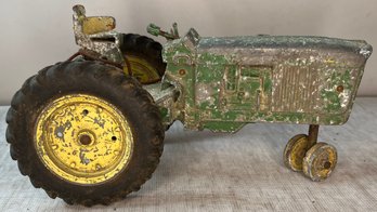 Vintage Die Cast Toy John Deere Tractor - Rubber Tires -for Parts Or Repair - 1950s-60s
