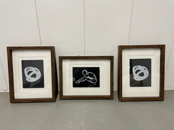 Three Framed & Matted Slate Art Specimens