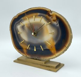 Mid Century Agate Stone Desk/Table Clock