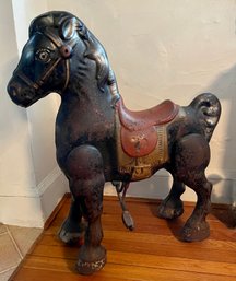 A Wonderful 1950's Mechanical Toy Riding Horse