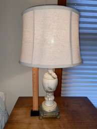Pair Of Alabaster Table Lamps With Brass Base 21'