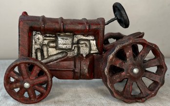 Vintage Cast Iron Toy Dark Red Tractor 1 - Hoyt Clagwell - Display