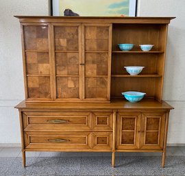 The Sophisticate Mid Century 2 Piece Credenza W/ Display Hutch Top By Tomlinson Furniture