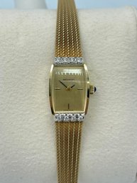 Movado Solid 14k Yellow Gold Ladies Diamond Wrist Watch