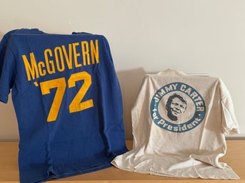 Pair Original Vintage Political T Shirts / Jimmy Carter &  McGovern 72