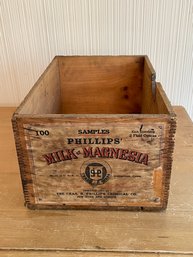 Vintage Phillips Milk Of Magnesia Wooden Shipping Crate Box