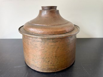 Antique Hammered Round Copper Lidded Pot From Beirut