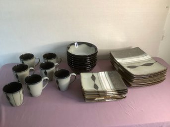 Sango Prelude Black Pottery China Set