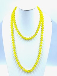 Vintage Electric Lemon Faceted Plastic Bead Single Strand