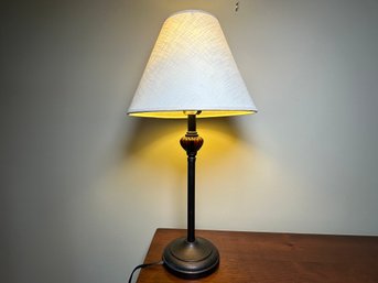 A Pretty Table Lamp With Amber Glass Detail