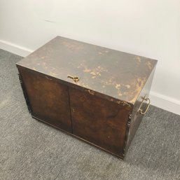 Vintage Mid Century Oilspot Locking Chest With Key