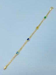 Elegant 14k Yellow Gold Multi Station & Gemstone Bracelet