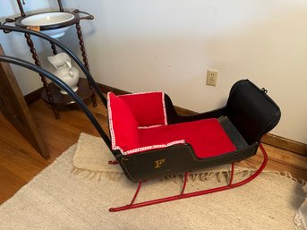 Antique Sled  Red Fabric Interior