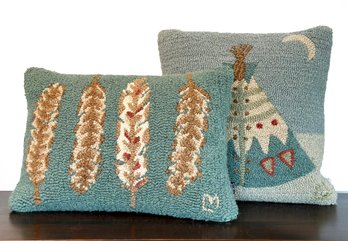 A Pair Of Hooked Wool Pillows