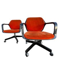 Desk Chairs By Knoll - Set Of 2 - ORANGE Mid Century