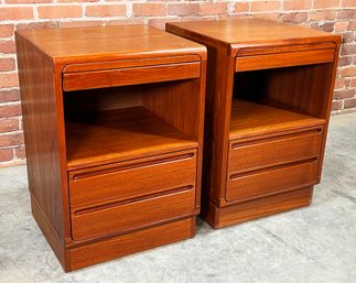 Pair Of Danish Modern Teak Nightstands By Torring - Made In Denmark