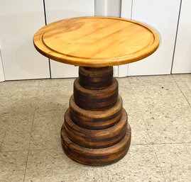 Artisan Made Industrial Vintage Side Table With Rotating Top