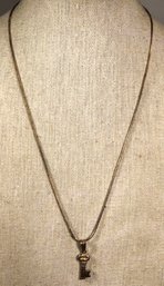 Sterling Silver Chain Necklace 18' Long Having Key Formed Sterling Silver Pendant