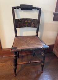 Lovely Antique Hitchcock Chair With Rushed Seat And Stenciled Designs