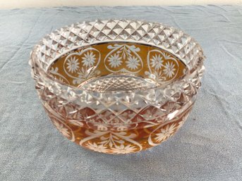 Amber Cut Crystal Bowl