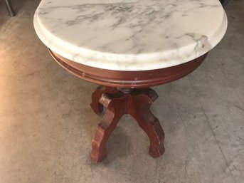 Marble Top Table, 13 1/2 Inch Diam , 19 Inch High