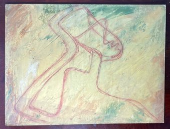 An Original Mid Century Abstract Oil On Board, Unsigned