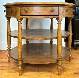 A Large Library Table With Herringbone Inlaid Wood Top From The Milling Road Line By Baker Furniture